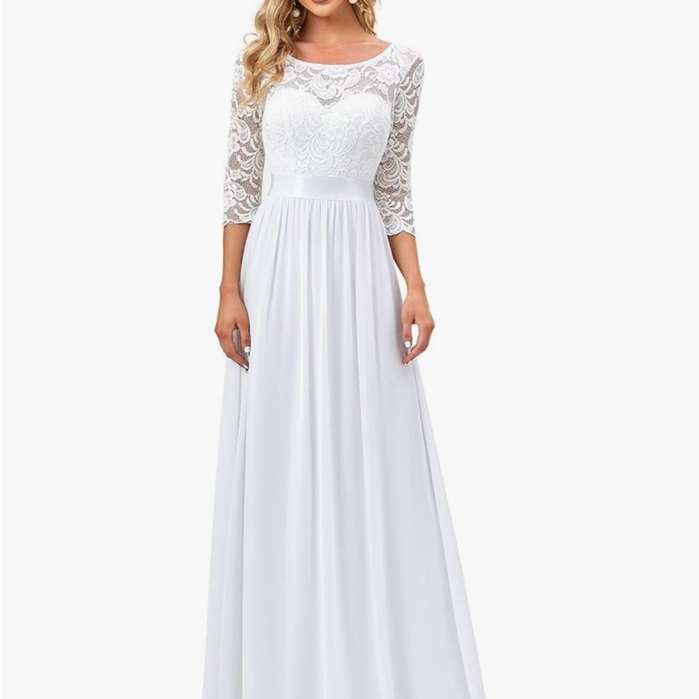Elegant White Lace Evening Gown